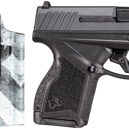 Taurus 1-GX4M931-CK7 GX4  9mm Luger 11+1 3.06" Satin Black DLC Steel Barrel, Black Nitride Serrated Slide, Black Polymer Frame w/ Interchangeable Backstrap Grips Includes B&W US Flag Holster