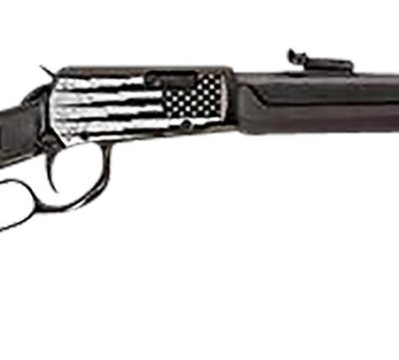 Rossi RL22W201SYEN18 Rio Bravo  Full Size, Lever Action 22 WMR 12+1, 20" Polished Black Steel Barrel, Polished Black w/Lighting US Flag Engraving Steel Receiver, Black Fixed Stock, Right Hand