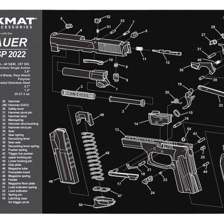 TekMat TEKR17SIGSP2022 Cleaning Mat Black/Gray Rubber 11"x17" Sig Sauer SP 2022 Parts Diagram