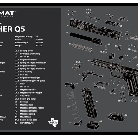 TekMat TEKR17WALQ5SF Walther Q5 SF Cleaning Mat Black/Gray Rubber 11"x17" Walther Q5 Parts Diagram