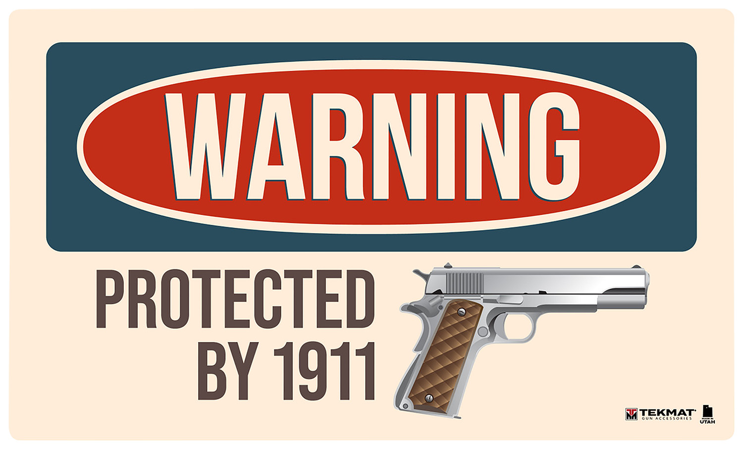 TekMat TEK42WARNING1911 Warning Protected By 1911 Door Mat Multi-Color Rubber 25"x42"