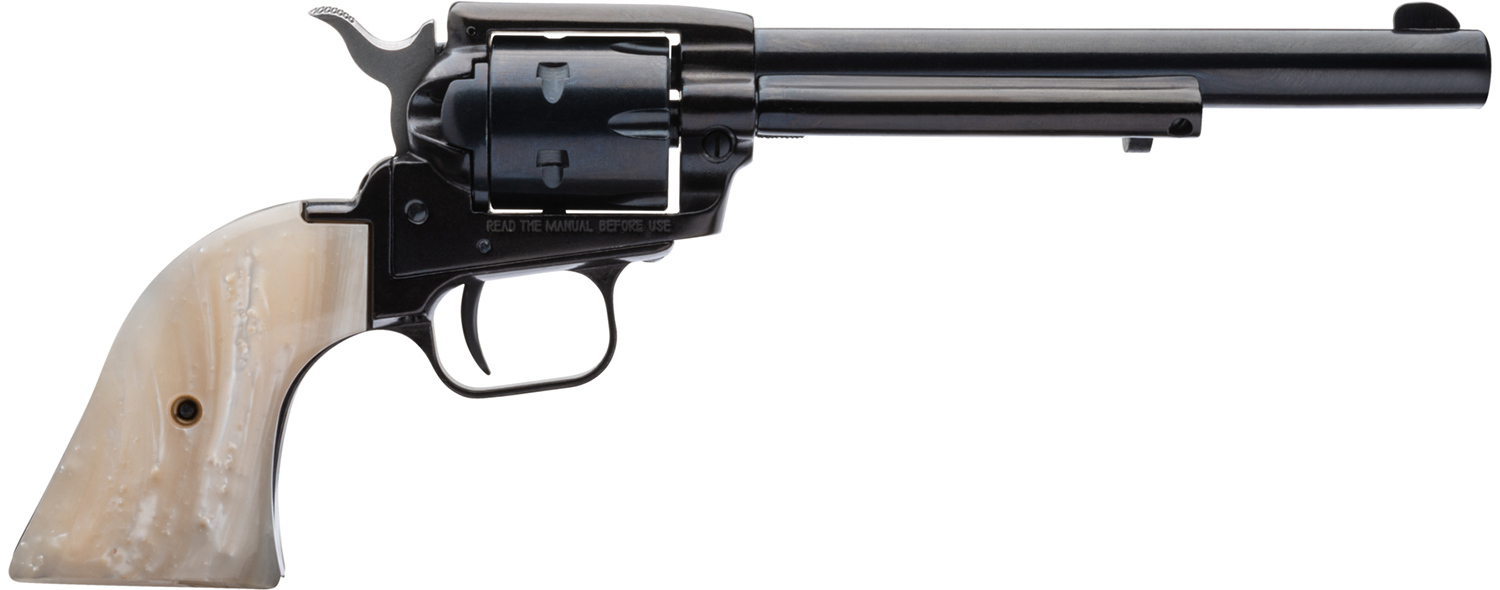 Heritage Mfg RR22MB6PRL Rough Rider 22 LR 22 WMR 6 Shot 6.50" Black Barrel, Cylinder & Frame, Altamont White Pearl Grips