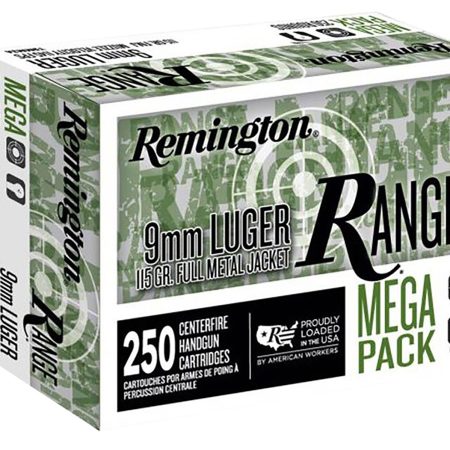 Remington Ammunition R23965 Range Mega Pack 9mmLuger 115gr Full Metal Jacket 250 Per Box/4 Case