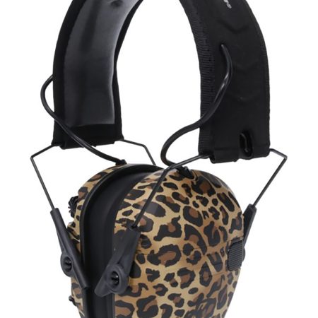 Walker's GWPRSEM-LEO Razor Slim Electronic Muff 23 dB Over the Head Leopard Print/Black Polymer