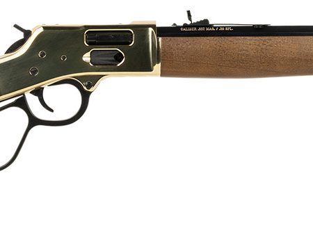 Henry H006GL Side Gate 44 Mag/44 Special 10+1 20" Blued Octagon Barrel, Polished Brass Rec, American Walnut Stock, Adj. Sight, Large Loop Lever