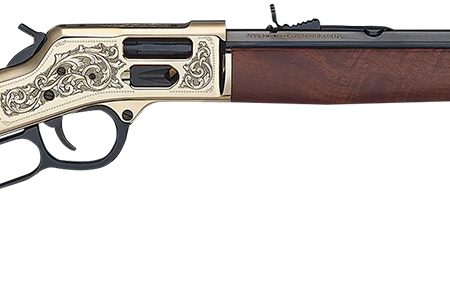 Henry H006GMD Side Gate Deluxe 357 Mag/38 Special 10+1 20" Blued Octagon Barrel, Engraved Polished Brass Rec, Semi-Fancy American Walnut Stock, Adj. Sight