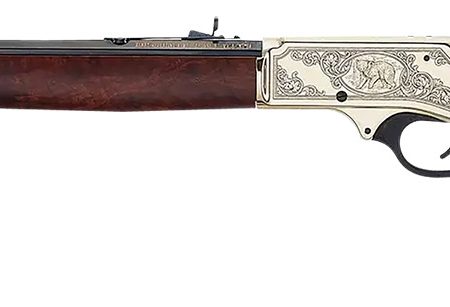 Henry H010BGWL Wildlife  45-70 Gov 4+1 22" Blued Octagon, Polished Brass Engraved Rec, American Walnut Furniture, Large Loop Lever, Adj. Brass Bead Sight