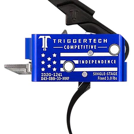 TriggerTech X43SBB33NNC Competitive Independence Pro Curved Two-Stage Trigger, Blue & White Engraved Flag Housing, Fits AR-15
