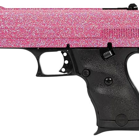 Hi-Point 916PISP C9  9mm Luger 8+1 3.50" Black Steel Barrel, Hydro-Dipped Pink Sparkle Serrated Slide, Black Polymer Frame, Black Polymer Grips