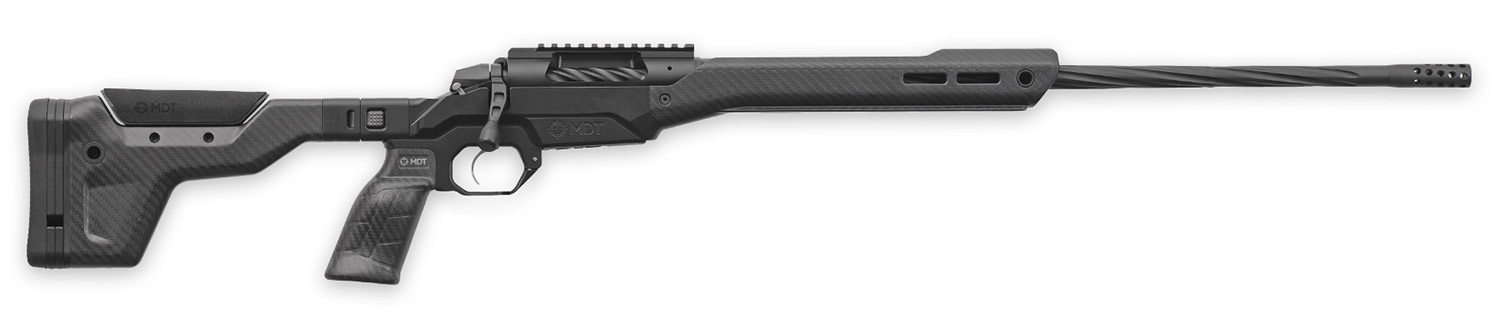 Weatherby 3WAMH7MMPR4B 307 Alpine MDT 7mm PRC 3+1 22" Graphite Black Cerakote Fluted Threaded Barrel & Picatinny Rail Steel Receiver, Arca Rail Forend, Black Carbon Fiber HNT26 MDT Chassis, Black Grip