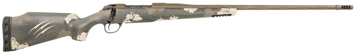 Fierce Firearms FRG7PRC24MM Twisted Rage Full Size 7mm Rem 3+1 24" Midnight Bronze Cerakote Fluted Threaded Barrel & Receiver, Trophy Camo C3 Carbon Rage w/Pic Rail Carbon Fiber Stock
