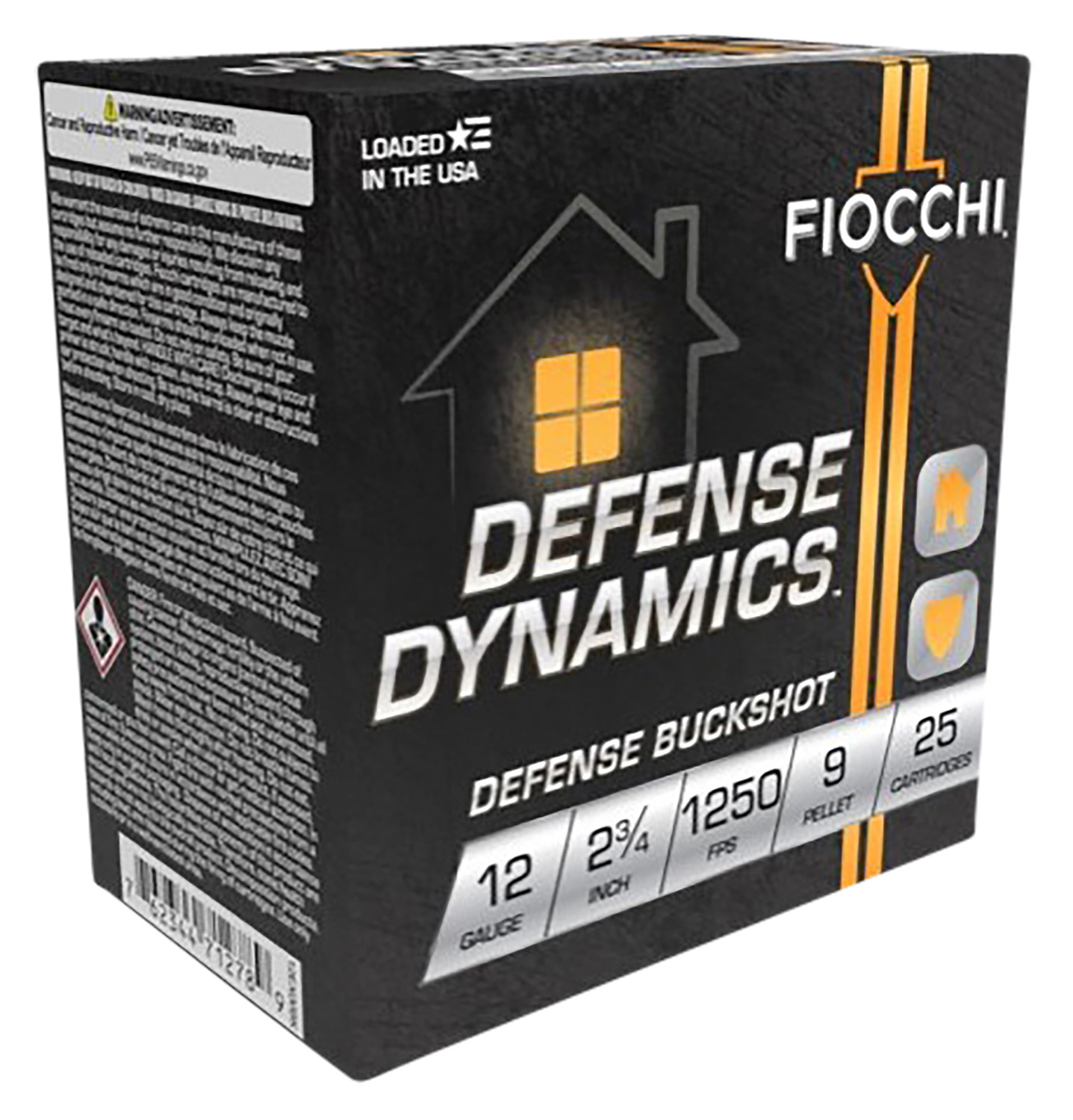 Fiocchi 12EX9P Defense Dynamics Defense Buckshot 12Gauge 2.75" 25 Per Box/10 Case