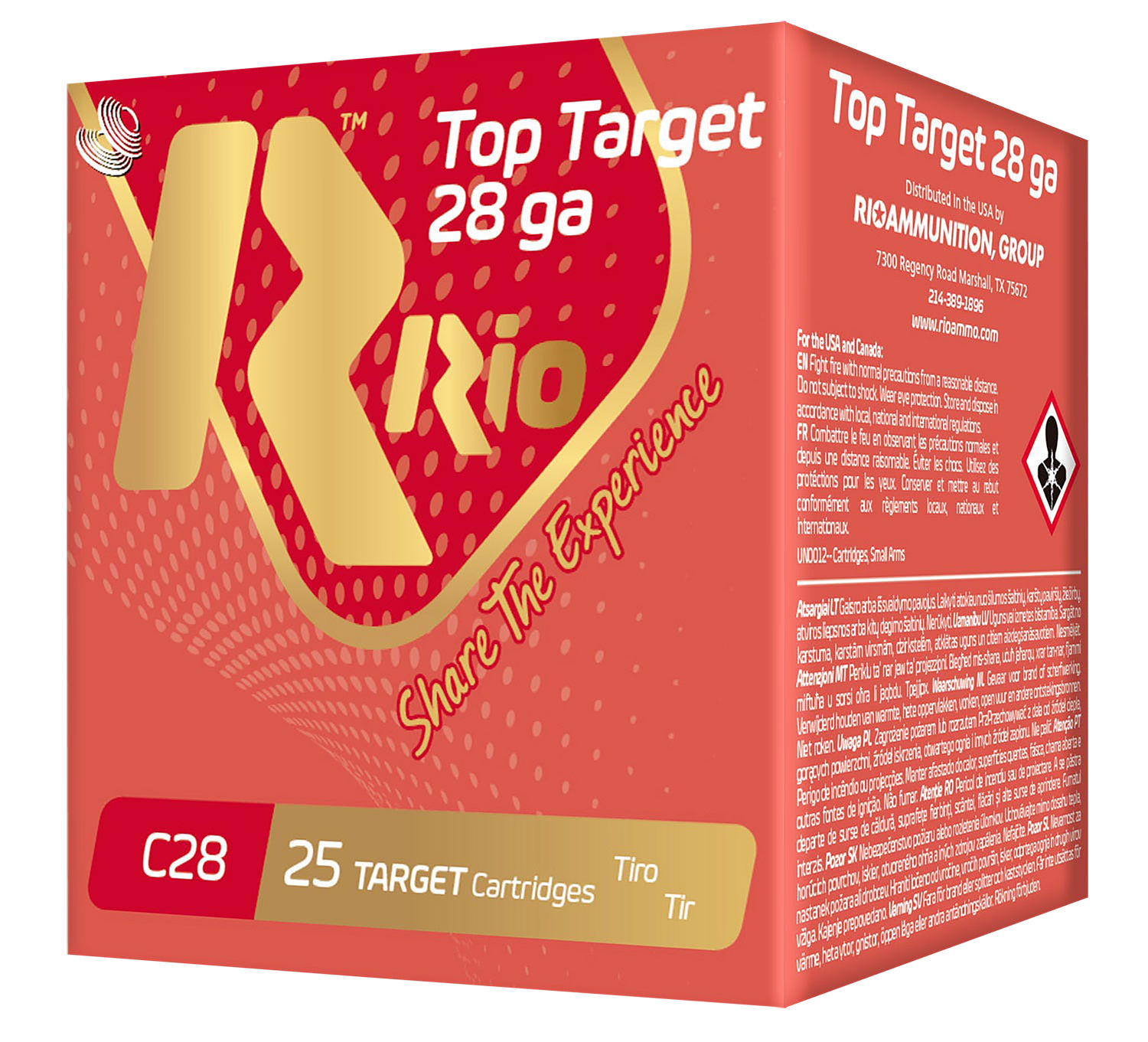 Rio Ammunition RC288 Top Target 28 Gauge 2.75", 3/4 oz 8 Shot, 25 Per Box/10 Cs
