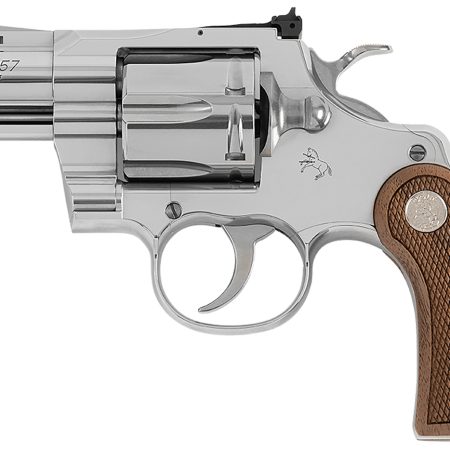 Colt Mfg PYTHONSP2WCTS Python 357 Mag/38 Special 6 Shot 2.50" Stainless Recessed Target/Vent Rib Barrel, Stainless Cylinder & Frame, Walnut w/Colt Medallion Grip