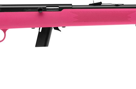 Savage Arms 40218 64 F Full Size 22 LR 10+1 21" Matte Black Carbon Steel Barrel, Matte Black Grooved Carbon Steel Receiver, Pink Fixed Synthetic Stock, Right Hand