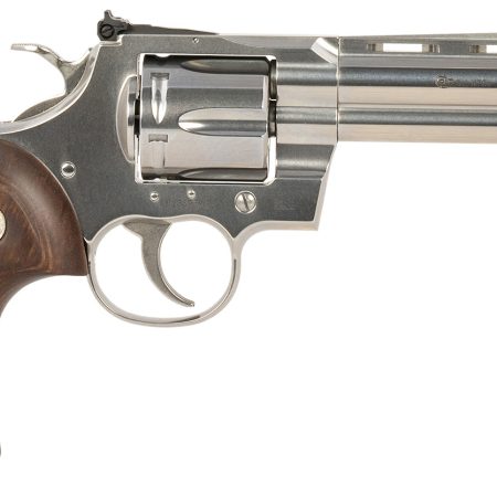 Colt Mfg PYTHONSP5WTS Python 357 Mag/38 Special 6 Shot 5" Stainless Recessed Target/Vent Rib Barrel, Stainless Cylinder & Frame, Walnut w/Colt Medallion Grip