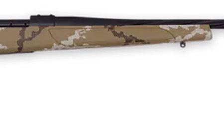 Weatherby VHH270NR6B Vanguard Outfitter 270 Win 5+1 24" Threaded/Spiral Fluted, Graphite Black Barrel/Rec, Tan with Brown & White Sponge Synthetic Stock, Accubrake Muzzle Brake, Adj. Trigger