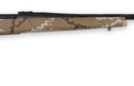 Weatherby VHH65PPR6B Vanguard Outfitter Full Size 6.5 PRC 3+1 24" Black Cerakote #2 Contour Threaded Barrel & Drilled & Tapped Steel Receiver, Tan w/Brown & White Sponge Synthetic Stock