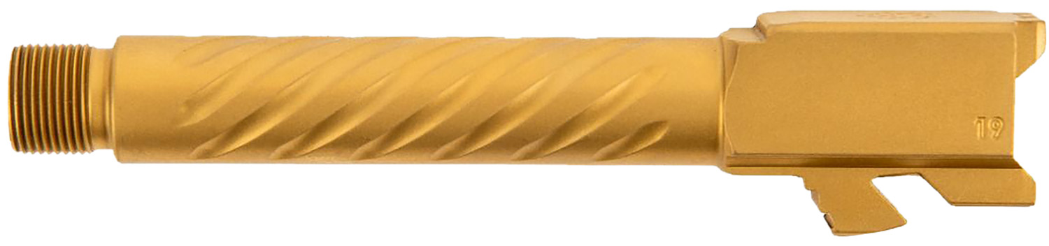 Ballistic Advantage BAPSG195T3G Premium Series 9mm Luger Fits Glock 19 Gen 3-5 Spiral Fluted Threaded Gold PVD Stainless Steel