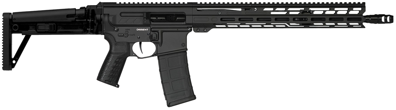 CMMG 55A1A0BAB Dissent MK47 5.56x45mm NATO 30+1 (2) 16.10", Black Armor, Side Charging Handle Rec, 15" M-Lok Handguard, Side Folding Stock, Zeroed Grip, Muzzle Brake, 60/90 Ambi Safety, Adj. Gas Block