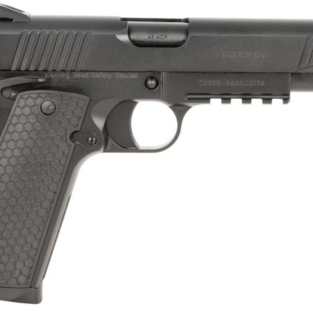 Girsan 392060 MC1911 S Untouchable Full Size 45 ACP 8+1 5" Black Steel Barrel, Black Serrated Steel Slide & Frame w/Beavertail & Picatinny Rail, Black Polymer Grip