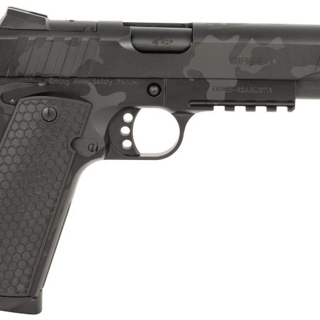 Girsan 391157 MC1911 S Influencer Full Size 45 ACP 8+1 5" Black Steel Barrel, Black Camo Optic Ready/Serrated Steel Slide & Frame w/Picatinny Rail & Beavertail, Black Polymer Grip