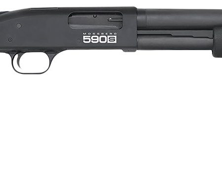 Mossberg 51607 590S  Compact 12 Gauge Pump 3" 5+1 18.50" Matte Blued Stainless Steel Barrel, Black Drilled & Tapped Receiver, Adj LOP Black Synthetic Stock