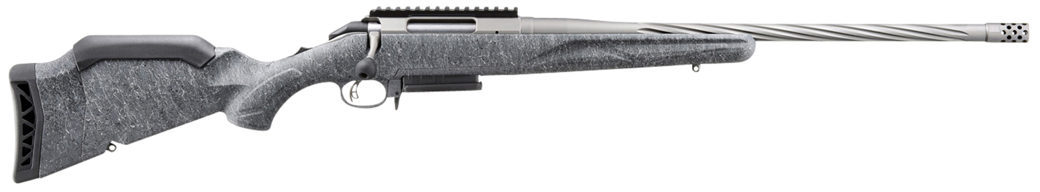 Ruger 46904 American II Full Size 243 Win 3+1 20" Gun Metal Gray Cerakote Spiral Fluted Threaded Barrel & Alloy Steel Receiver w/Picatinny Rail, Gray Splatter Adj LOP Synthetic Stock