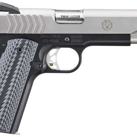 Ruger  SR1911  Full Size 9mm Luger 9+1 5" Stainless Steel Barrel, Satin Stainless Steel Serrated Slide, Black Anodized Aluminum Frame w/Beavertail, Black/Gray G10 Grip