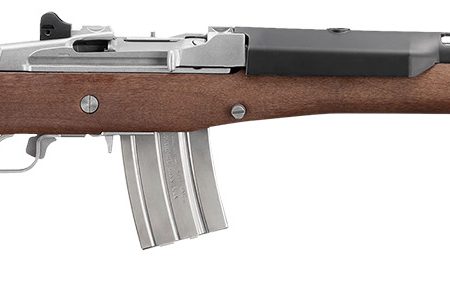 Ruger 5895 Mini-14  223 Rem/5.56 NATO 20+1 18.50" Matte Stainless Threaded Barrel, Matte Stainless Picatinny Rail  Receiver, Walnut/Stainless Wood Side Folding Side Folding Stock, Black Polymer Grip