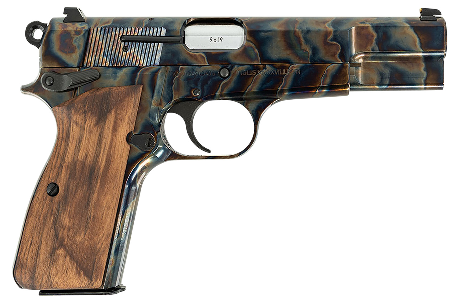 Inglis 12000010 GP-35 Full Size Frame 9mm Luger 15+1 4.70" Hard Chrome Plated Stainless Steel Barrel, Color Case Hardened Carbon Steel Serrated Slide, Color Case Hardened Steel Frame, Walnut Grip