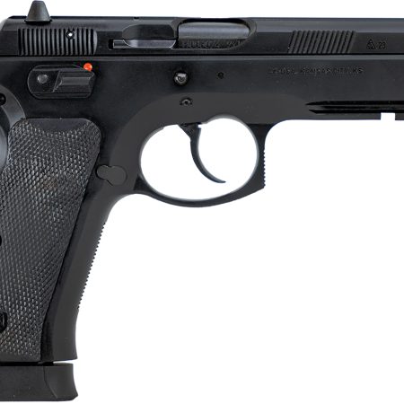 CZ-USA 89352 75 SP-01  Full Size Frame 9mm Luger 19+1 4.60" Black Steel Barrel, Black Steel Serrated Slide, Black Polycoat Steel Frame w/Beavertail & Picatinny Rail, Black Rubber Grip, Right Hand
