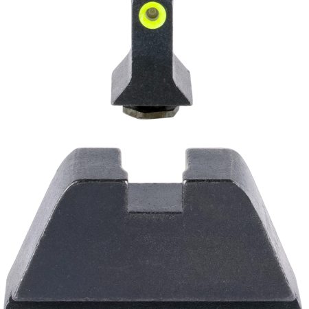 Trijicon GL201C601139 Suppressor/Optic Height Sights  Green/Tritium Yellow Outline Front Sight-Black/Blank Rear Sight Glock 17/17L/19/22 Standard Frame