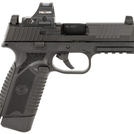 FN 66101916 545 MRD w/Optic Full Size 45 ACP 15+1 4.10" Black Target Crown Steel Barrel, Black PVD Optic Cut/Serrated Steel Slide & Polymer Frame w/Picatinny Rail, Holosun 407C Red Dot, Ambidextrous