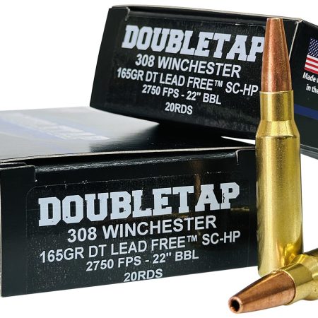 DoubleTap Ammunition 308W165X   308Win 165gr Lead Free Hollow Point 20 Per Box/25 Case
