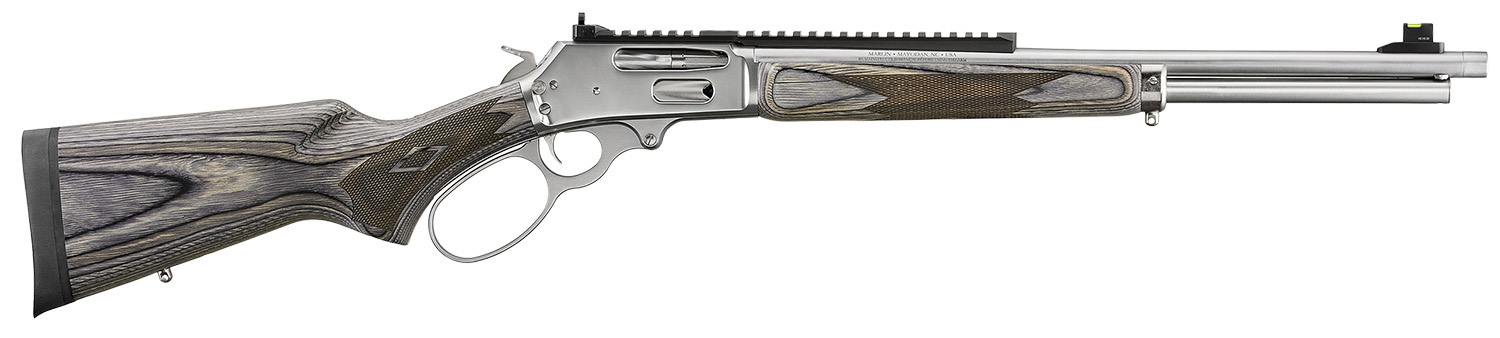 Marlin 70905 336 Full Size 30-30 Win 6+1 19.10" Polished Stainless Steel Threaded Barrel, Polished Stainless Steel Receiver, Fixed Gray Laminate Stock