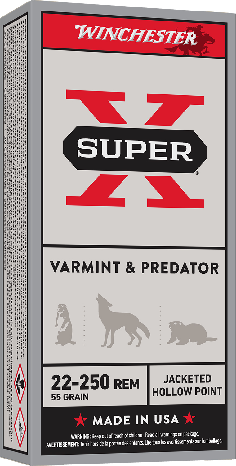 Winchester Ammo X22250HP Super X Varmint & Predator 22-250Rem 55gr Jacketed Hollow Point 20 Per Box/10 Case