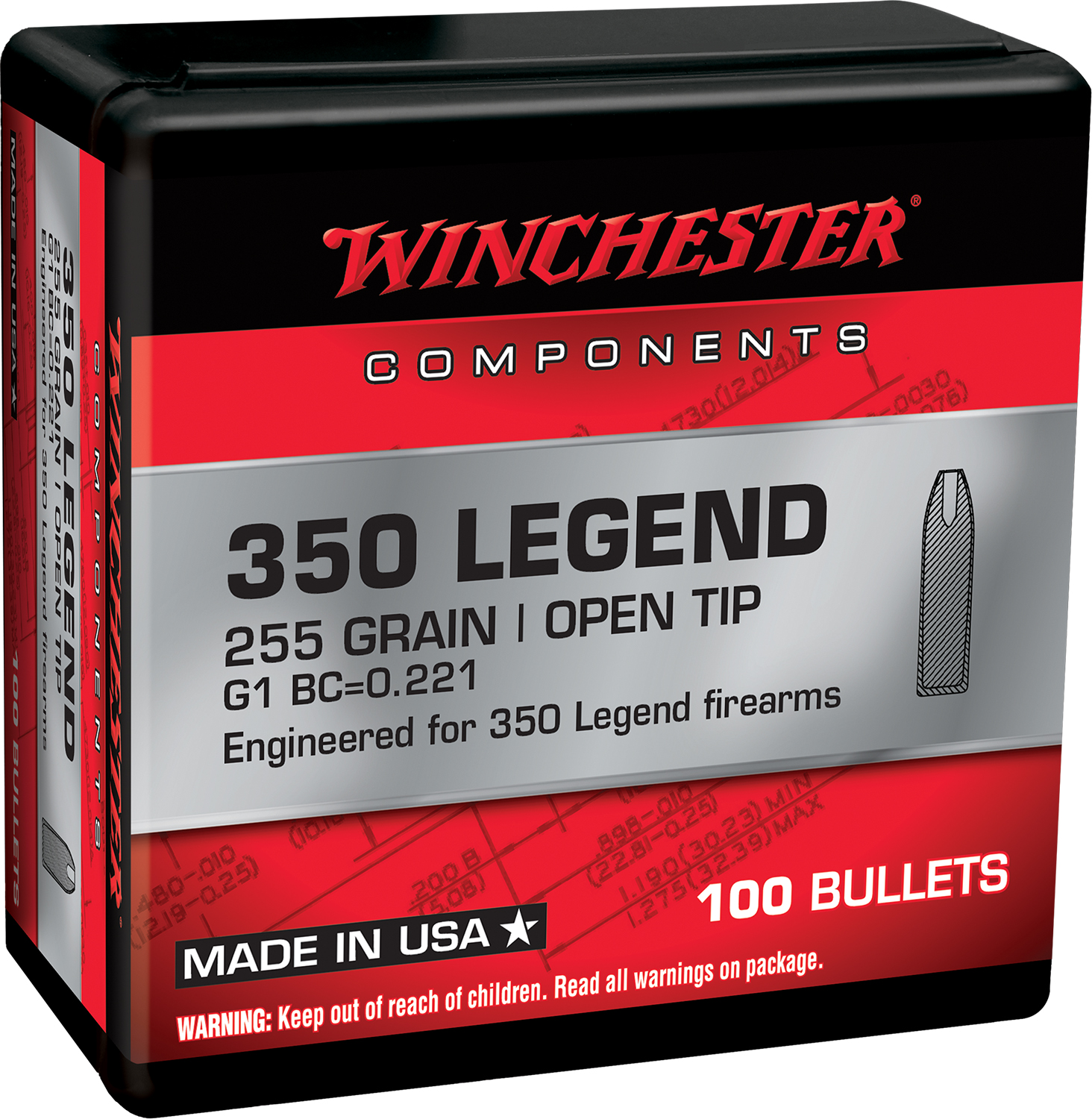Winchester Ammo WB350L255X 350Legend 255gr Open Tip 100 Per Box/10 Case