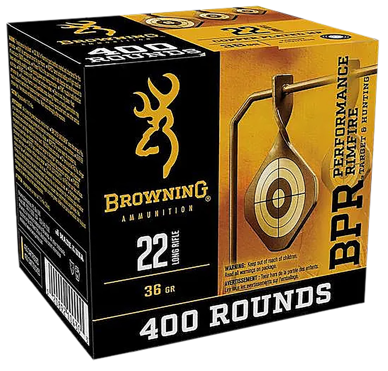 Browning Ammo B194122401 22LR 36gr Plated Hollow Point 400 Per Box/4 Case