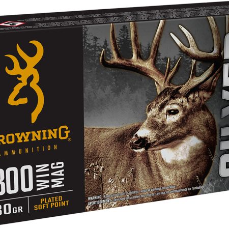 Browning Ammo B192603001  Silver 300Win Mag 180gr Plated Soft Point 20 Per Box/10 Case