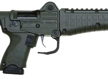 Kel-Tec SUB2K9GLKGRN10 SUB2000 Gen3 9mm Luger 10+1 16.15" Black Steel Threaded Barrel, Green Picatinny Rail Aluminum Receiver, M-LOK Slots Handguard, Green Synthetic Folding Stock, Black Polymer Grip