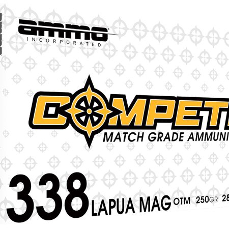 Ammo Inc 338LM250BTHPA20 Compete  338LapuaMag 250gr Open Tip Match 20 Per Box/10 Case