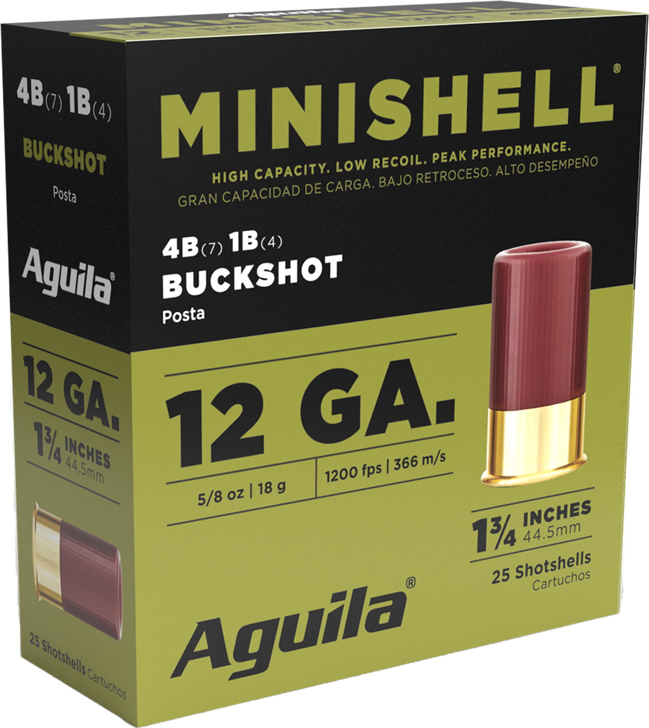 Aguila 1CHB1385 Minishell Buckshot 12Gauge 1.75" 5/8oz 4B(7P)/1B(4P) Shot 25 Per Box/10 Case