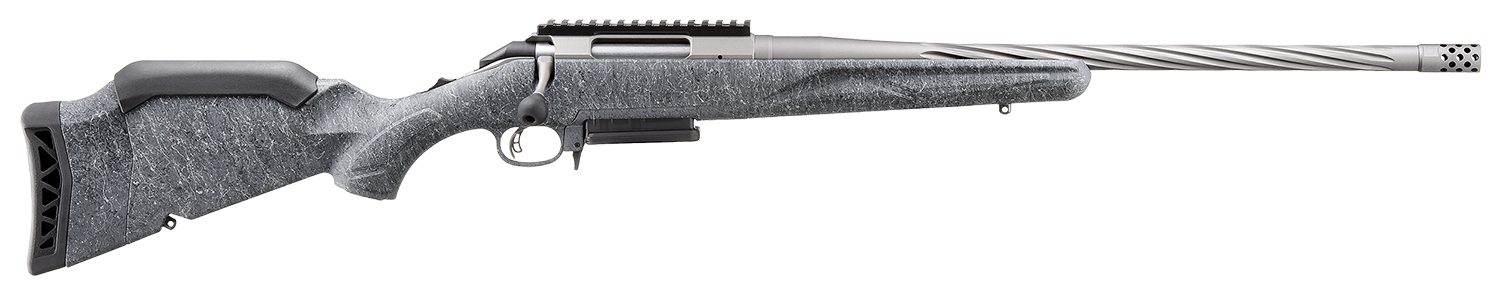 Ruger 46912 American II Full Size 6mm Creedmoor 3+1 20" Cobalt Cerakote Spiral Fluted Threaded Barrel & Alloy Steel Receiver w/Picatinny Rail, Gray Splatter Adj LOP Synthetic Stock