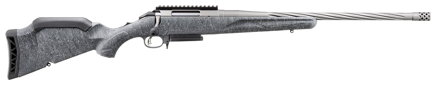 Ruger 46915 American II Full Size 300 Win Mag 3+1 20" Cobalt Cerakote Spiral Fluted Threaded Barrel & Alloy Steel Receiver w/Picatinny Rail, Gray Splatter Adj LOP Synthetic Stock