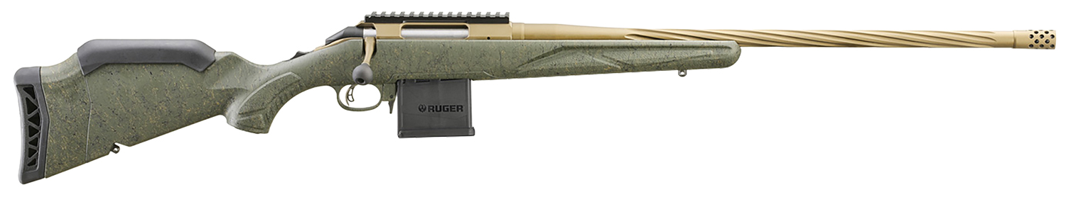 Ruger 46939 American II Predator Full Size 223 Rem 10+1 22" Burnt Bronze Cerakote Spiral Fluted Threaded Barrel & Alloy Steel Receiver w/Picatinny Rail, Green Splatter Adj LOP Synthetic Stock
