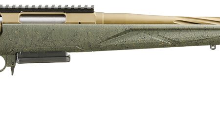 Ruger 46945 American II Predator 300 Win Mag 3+1 22" Burnt Bronze Cerakote Spiral Fluted Threaded Barrel & Alloy Steel Receiver w/Picatinny Rail, Green Splatter Adj LOP Synthetic Stock