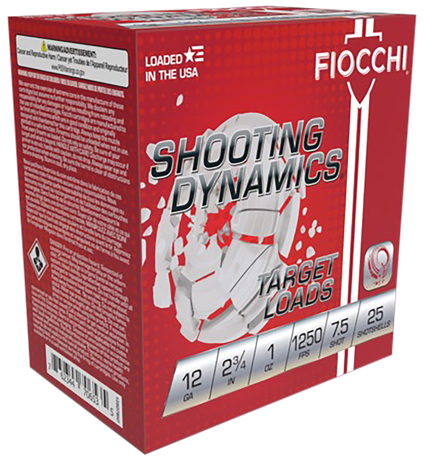 Fiocchi 12SD1X75 Shooting Dynamics 12Gauge 2.75" 1oz 7.5Shot 25 Per Box/10 Case