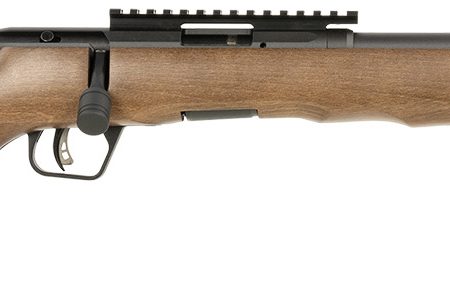 Savage Arms 70817 B Series Timber 17 HMR 10+1 18" Matte Black Threaded Barrel, Matte Black Picatinny Rail Steel Receiver, Woodgrain Fixed Thumbhole Stock