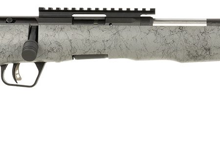 Savage Arms 70518 B Series TimberLite 22 WMR 10+1 18" Carbon Fiber Threaded Barrel, Matte Black Picatinny Rail Carbon Steel Receiver, Gray w/Black Webbing Fixed Thumbhole Synthetic Stock